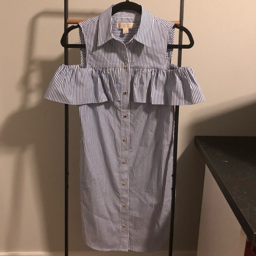 Michael Michael Kors Cold Shoulder Mini Shirtdress